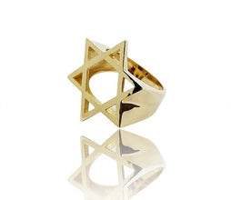 14k Gold Star of David Men's Ring