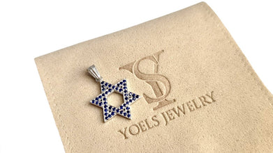 14k Gold Star of David Pendant with Sapphire Stones