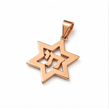 14k Gold Star of David Chai Pendant