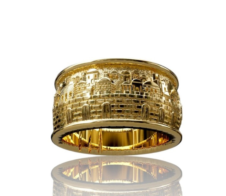 14K Gold 3D Jerusalem Ring