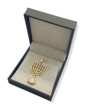 18K Gold Menorah Pendant With Sparkling Diamonds