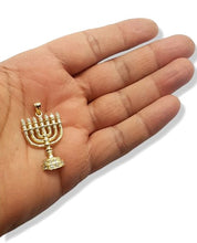 18K Gold Menorah Pendant With Sparkling Diamonds