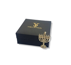 18K Gold Menorah Pendant With Sparkling Diamonds