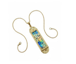 14k gold filigre mezuzah roman glass necklace