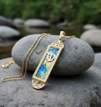 14k gold mezuzah roman glass pendant 