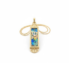14k gold mezuzha roman glass pendant 