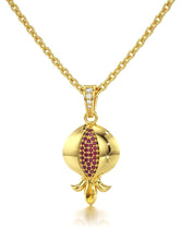 Ruby Pomegranate Pendant 14k Gold | Yoelsjewelry  
