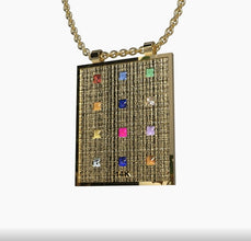 14k Gold Hoshen 12 Tribes Of Israel Jerusalem Pendant