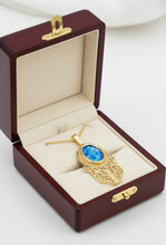 Gold roman glass hamsa filigree pendant 