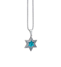 925 Sterling Silver Eilat Stone Star of David Pendant