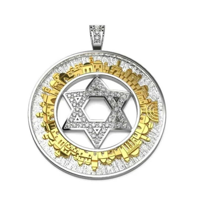 18k gold Jerusalem star of David pendant