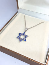 14k Gold Star of David Pendant with Sapphire Stones