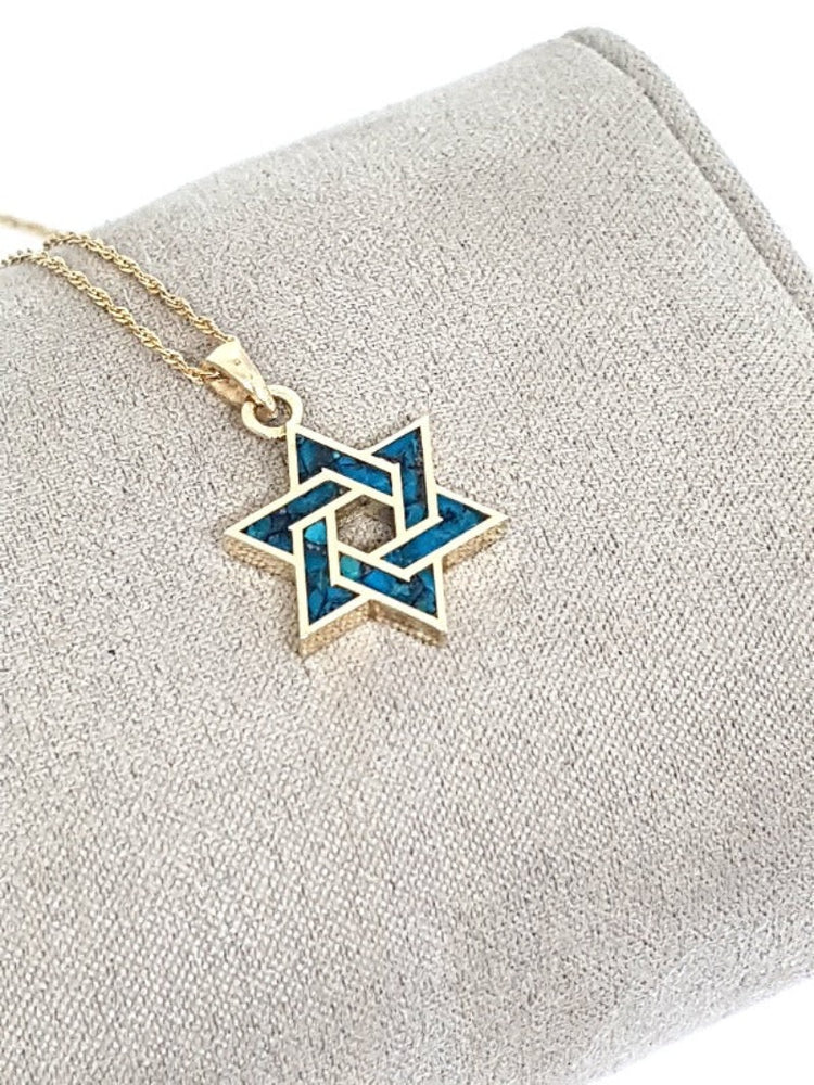 14K gold eilat stone star of david 