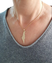 14k Gold Map of Israel Shema Israel Pendant