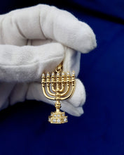 18K Gold Menorah Pendant With Sparkling Diamonds