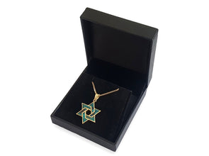 14k Gold Eilat Stone Star of David Pendant 2.5 cm Wide