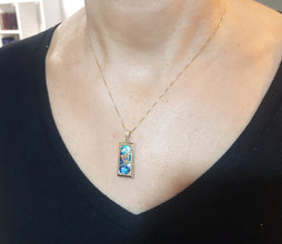 14k Gold Roman Glass Mezuzah Pendant ,Jewish Pendant,Mezuzah Necklace