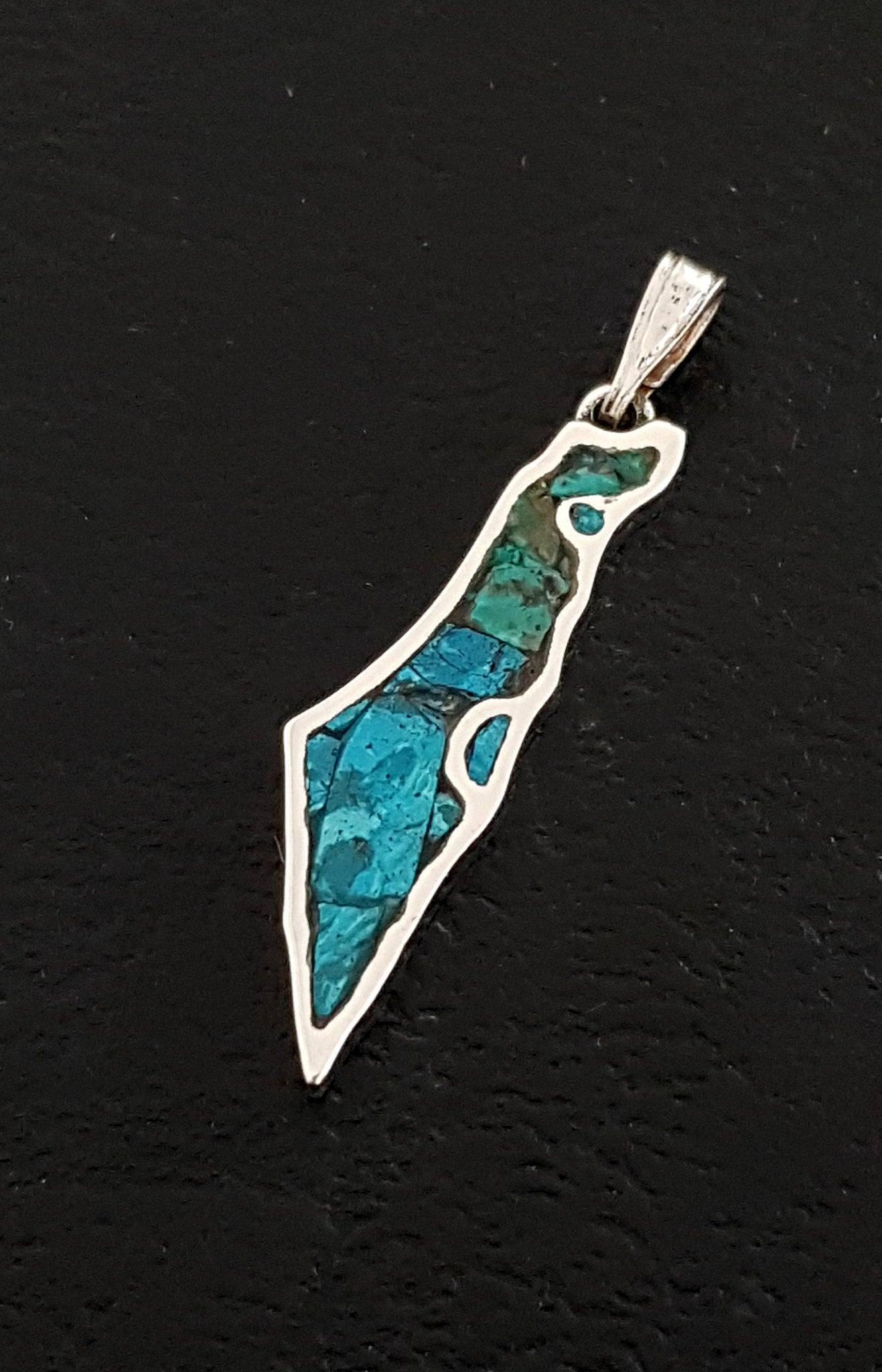 925 silver Eilat Stone map of Israel pendant