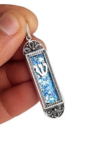 Silver yemenite  Roman Glass Mezuzah Pendant