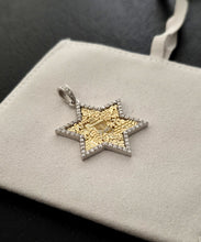 Star of David with Jerusalem Pendant in 14K Gold with Diamond Border