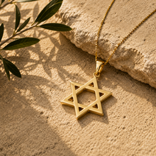 14k Yellow Gold Star of David Pendant 1.5 cm