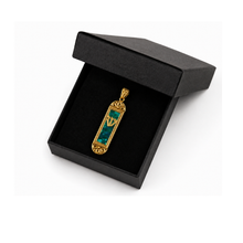 Solid gold mezuzah pendant with Eilat stone unique Israeli artisan jewelry