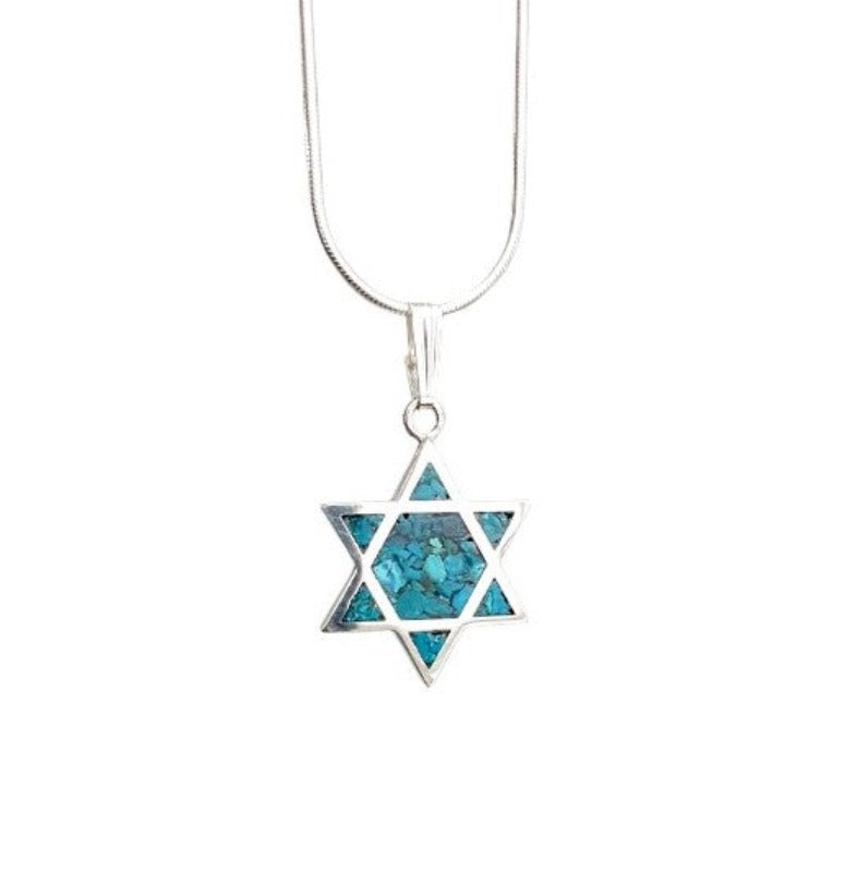 925 Sterling Silver Eilat Stone  Star of David Pendant