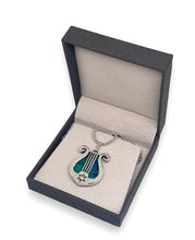 925 Sterling Eilat Stone Silver Harp Pendant,Star of David Pendant