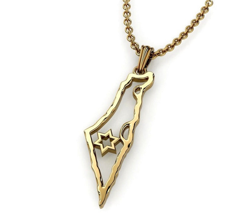 14k gold map of Israel pendant 