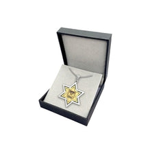 14k Gold Silver Star of David Gold Menorah Pendant