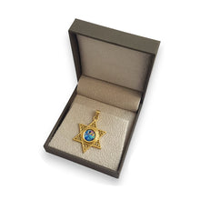 14K Gold Star of David Roman Glass Pendant