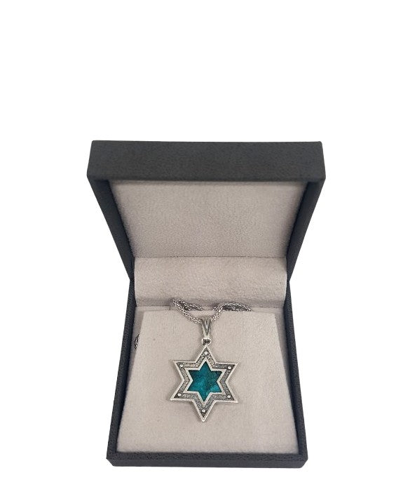 925 Sterling Silver Eilat Stone Star of David Pendant