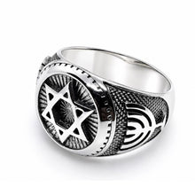 Star of David Menorah Ring Sterling Silver Judaica Jewelry Side View