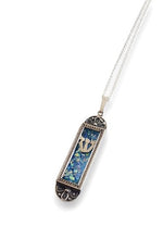 Silver yemenite  Roman Glass Mezuzah Pendant