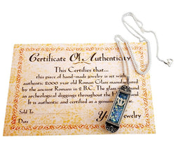 Silver yemenite  Roman Glass Mezuzah Pendant