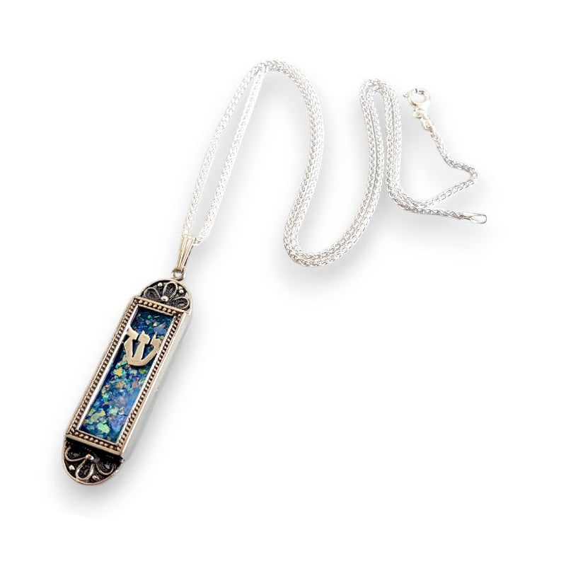 silver yemenite Mezuzah Pendant