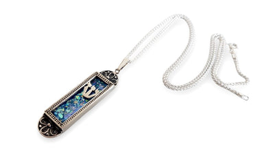 Roman Glass Silver Mezuzah Pendant