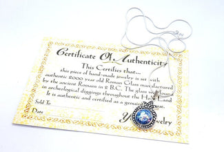 925 SIlver Pomegranate Judaica Pendant Necklace set with Roman Glass,Pomegranate Pendant Israel-certificate