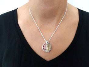 925 Silver 9k Gold Ani Le Dodi Pomegranate Pendant Necklace set With Garnets,Jewish Pendant