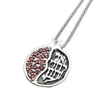 925 Silver Ani Le Dodi Pomegranate Pendant Necklace set With Garnets
