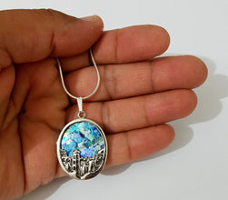 925 Silver Roman Glass Jerusalem Pendant Necklace 3D Jerusalem Pendant,Judaica Pendant in hand view