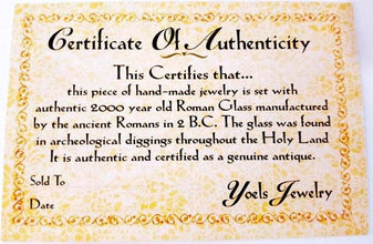 925 Silver Roman Glass Jerusalem Pendant,Roman Glass Pendant ,Jewish Pendant--certificate