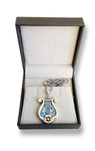 925 Sterling Silver Roman Glass King David Harp Pendant,Lyre pendant,Jerusalem Jewelry,Star of David Pendant-- with box