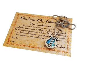 roman glass harp star of David pendant