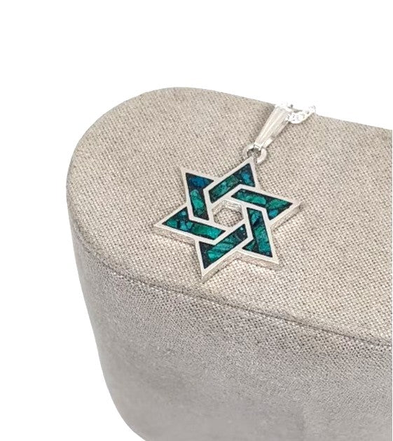 925 Sterling Silver Eilat Stone Star of David Pendant