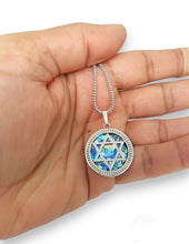 925 Sterling Silver Roman Glass Star of David Pendant