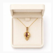 14K Gold Pomegranate Pendant Garnets Stones Jewish Jewelry