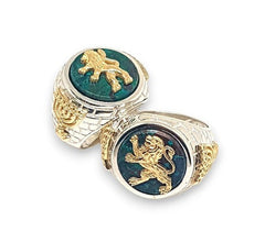 Gold Eilat Stone lions Jerusalem ring