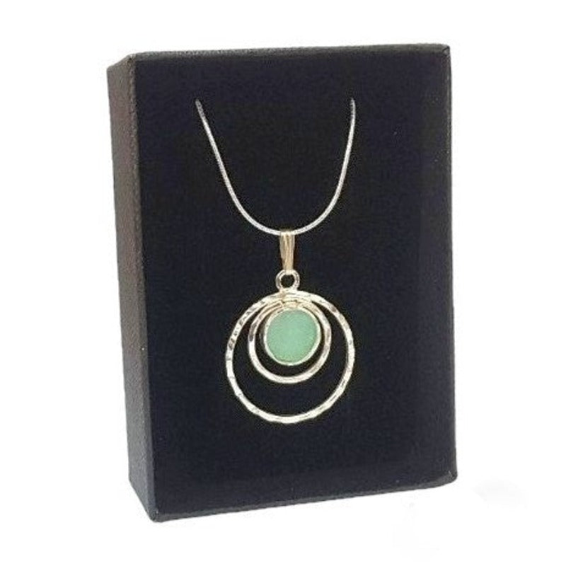 925 Roman Sterling Silver  Glass Pendant  Necklace