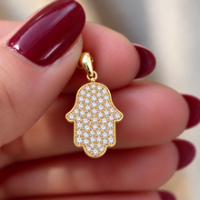 14K Yellow Gold Hamsa Pendant Set with Lab diamonds